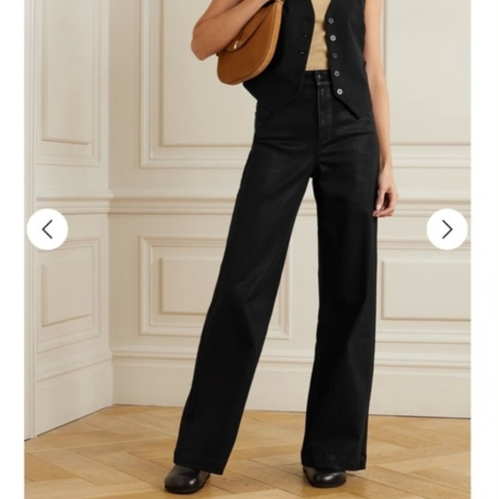 Paige Harper Coated Black Wide Leg Jeans - Size 28 - New/Never Worn